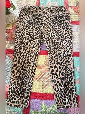 Cato Leopard Print Straight Leg Pants - Tan and Black